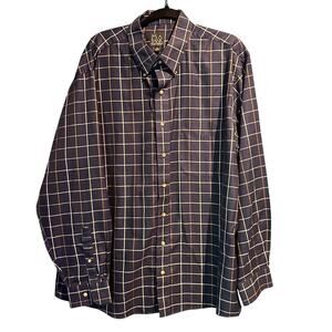 Jos. A. Bank Traveler's Collection XL wrinkle resistant 100% cotton Navy Plaid